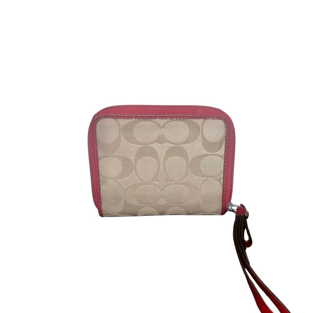 Coach Poppy Red Signature Zip Around Wallet/Wristlet - Picture 4 of 11